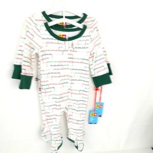 2 Piece Lago Baby Sleep 'n Play Striped Zippered One Piece Pajama Sz NB
